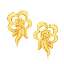 Floral plain gold earrings