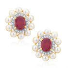 Atosie Pearl and Ruby Earring by KaratCraft