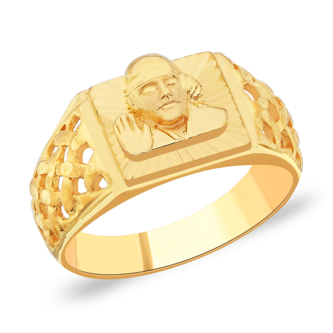 22Kt Gold Sai Baba Ring - RiMs8449 - 22kt Gold Mens Ring with religious Sai  Baba Idol designed with Frosty finish.